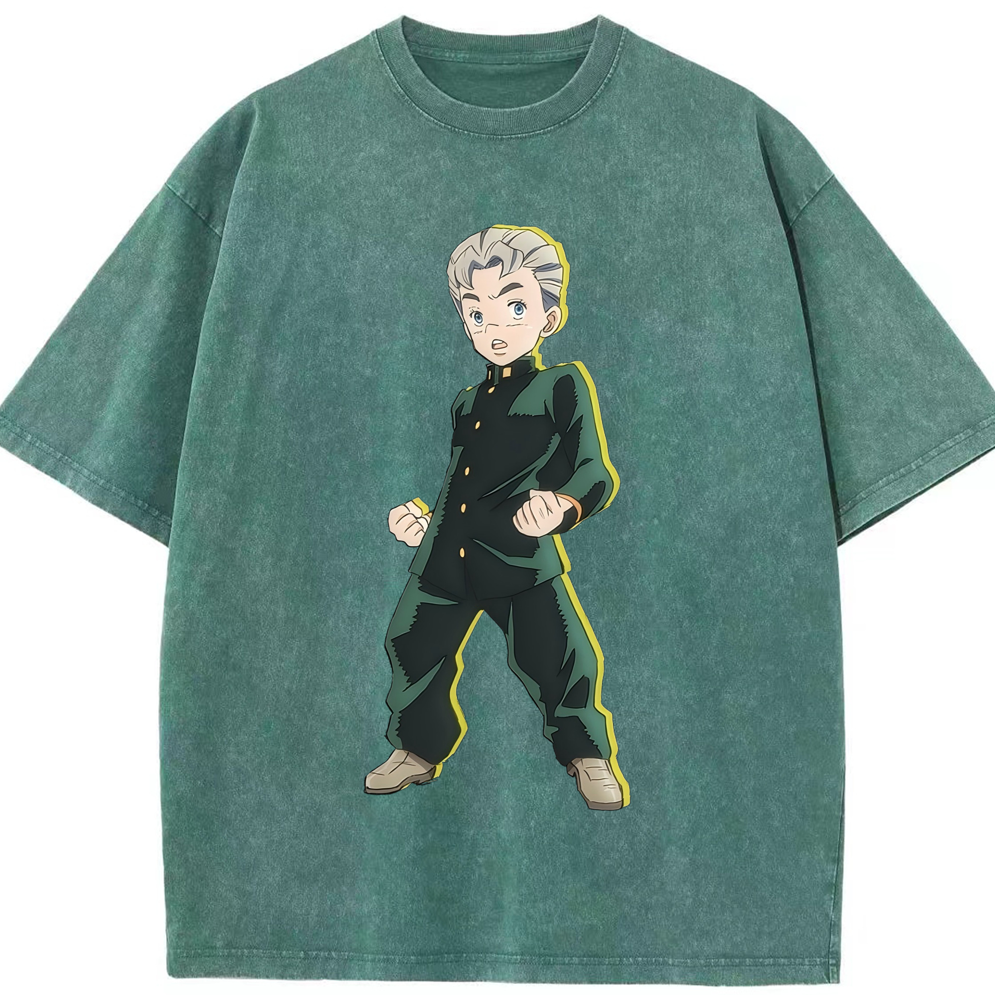 （画像用） ジョジョの奇妙な冒険 広瀨康一 JoJo's Bizarre Adventure Hirose Koichi 綿100% ヴィンテージ風 半袖Tシャツ（フロントプリント）